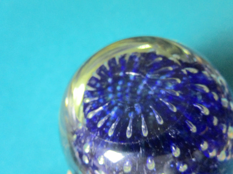 Crystal Egg Blue Bubbles Paperweight 4"  [PPWC]