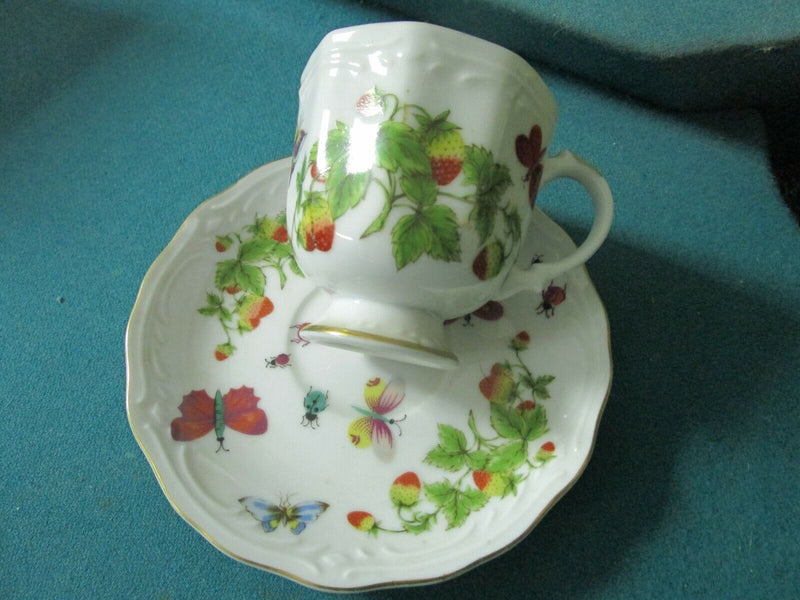Ceramic Porcelain Butterflies And Flowers Tea Cup And Saucer [170C]