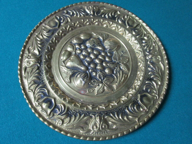 Hammered Brass England Pair Of Plates 9 1/2" Original