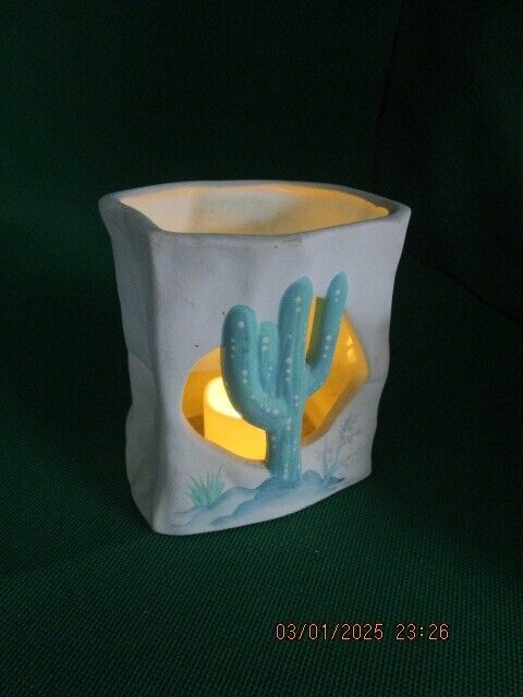 AMERICAN WESTERN POTTERY CANDLEHOLDER CACTUS DESSERT [170E]