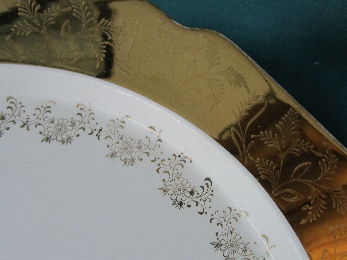 WS George USA 6 plates,LIDO pattern center medallion, garland and gold rim[*14b]