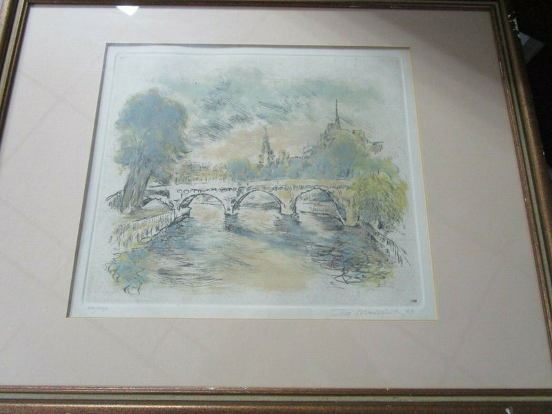 Ira MOSKOWITZ (1912-2001) American Jewish BRIDGE LITHOGRAPH SIGNED PENCIL NUMBER