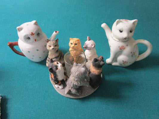 Lucky Cats Tea Pots And Round Of Cat Friends Candleholder - Pick One ^^