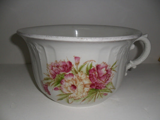 ANTIQUE  White Ceramic Chamber Pot  with Floral Design vanity