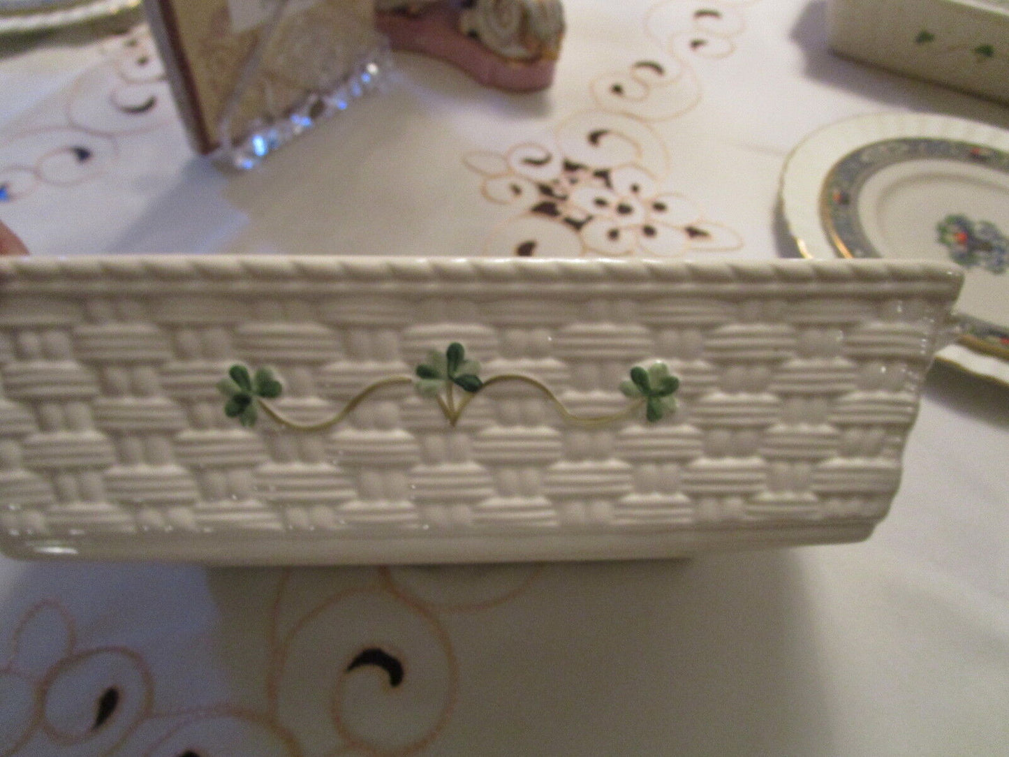 Belleek IRISH POTTERY Rectangular Covered Casserole in Shamrock rare