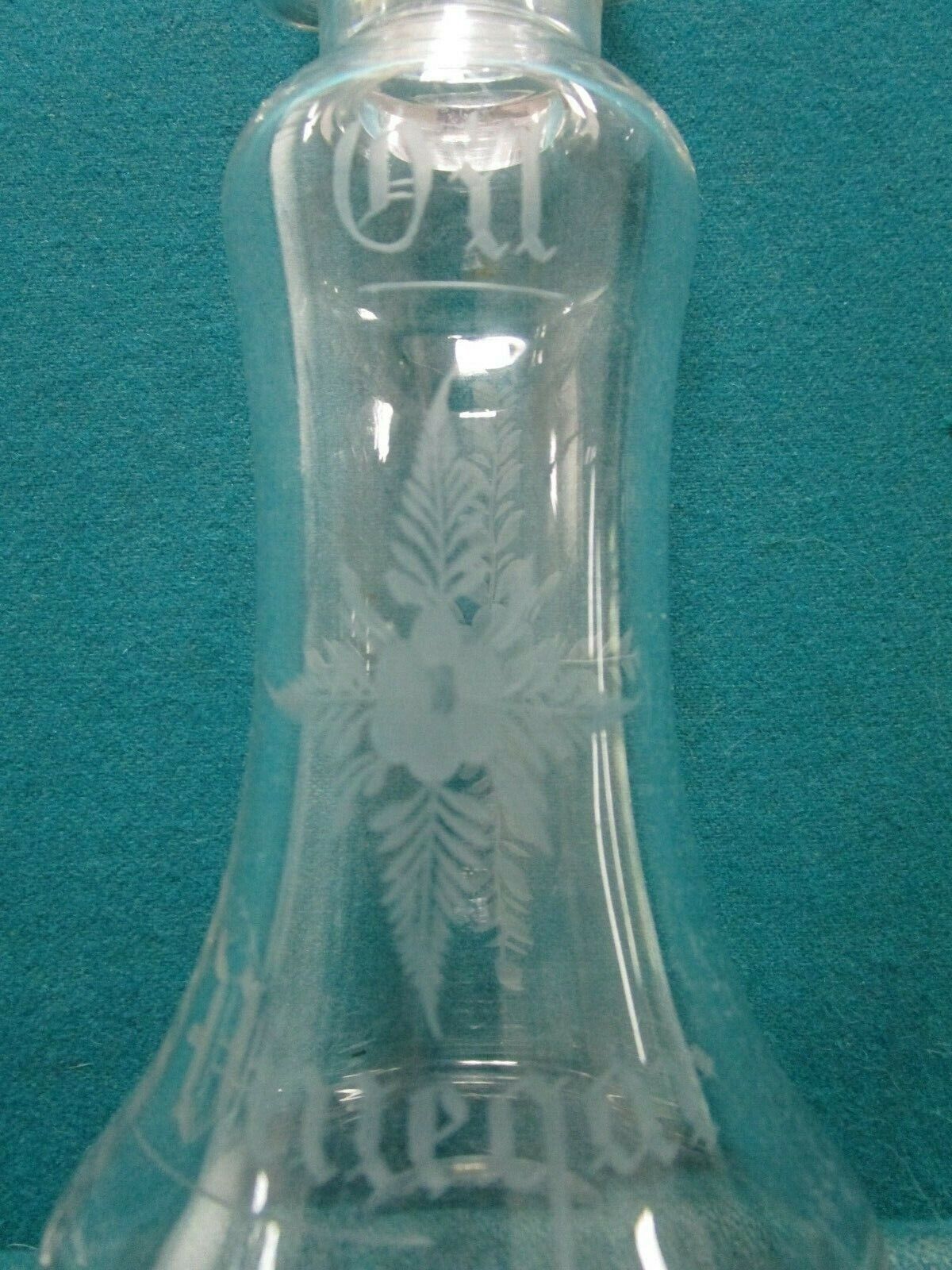 VICTORIAN ANTIQUE GLASS ETCH CRUET OIL-VINEGAR