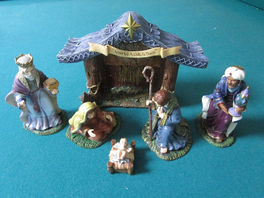 THOMAS KINKADE NATIVITY SET 6 PCS NIB, MANGER, AND 5 FIGURES ORIGINAL