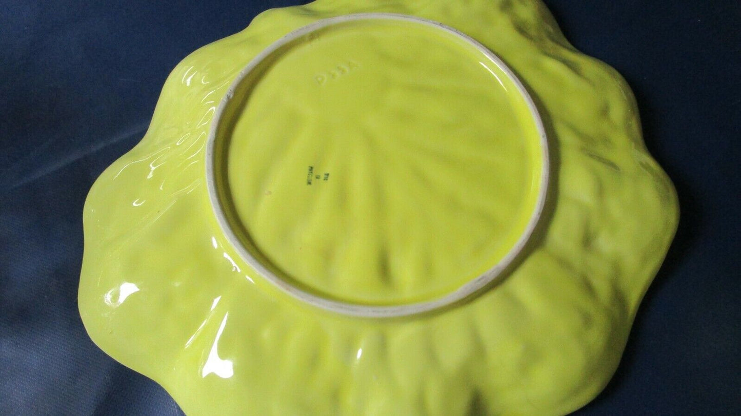 TRAY AND DIP DISH BOWL YELLOW CERAMIC PORTUGAL 2 PCS