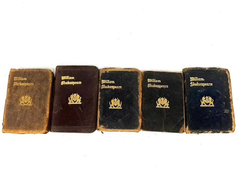 Series of Five Vintage William Shakespeare Pocket Size Books leather cover 1920S