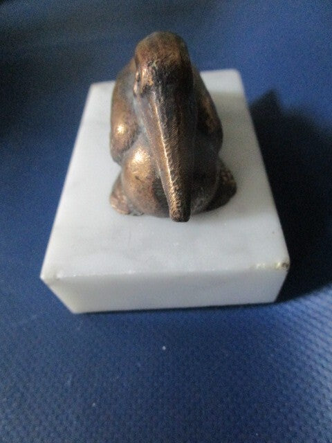 Paperweight Marble And Brass Sitting Pelican ^^^