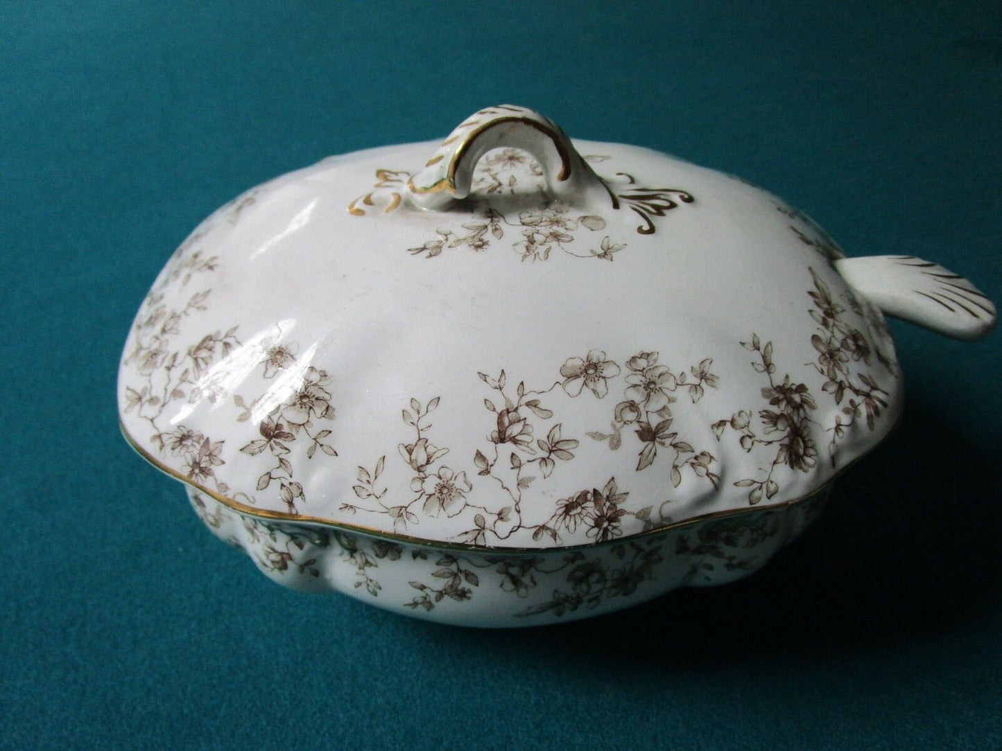 ANTIQUE 1880s Ridgways Royal Semi Porcelain MINI TUREEN SAUCE BOWL SPOON PLATE