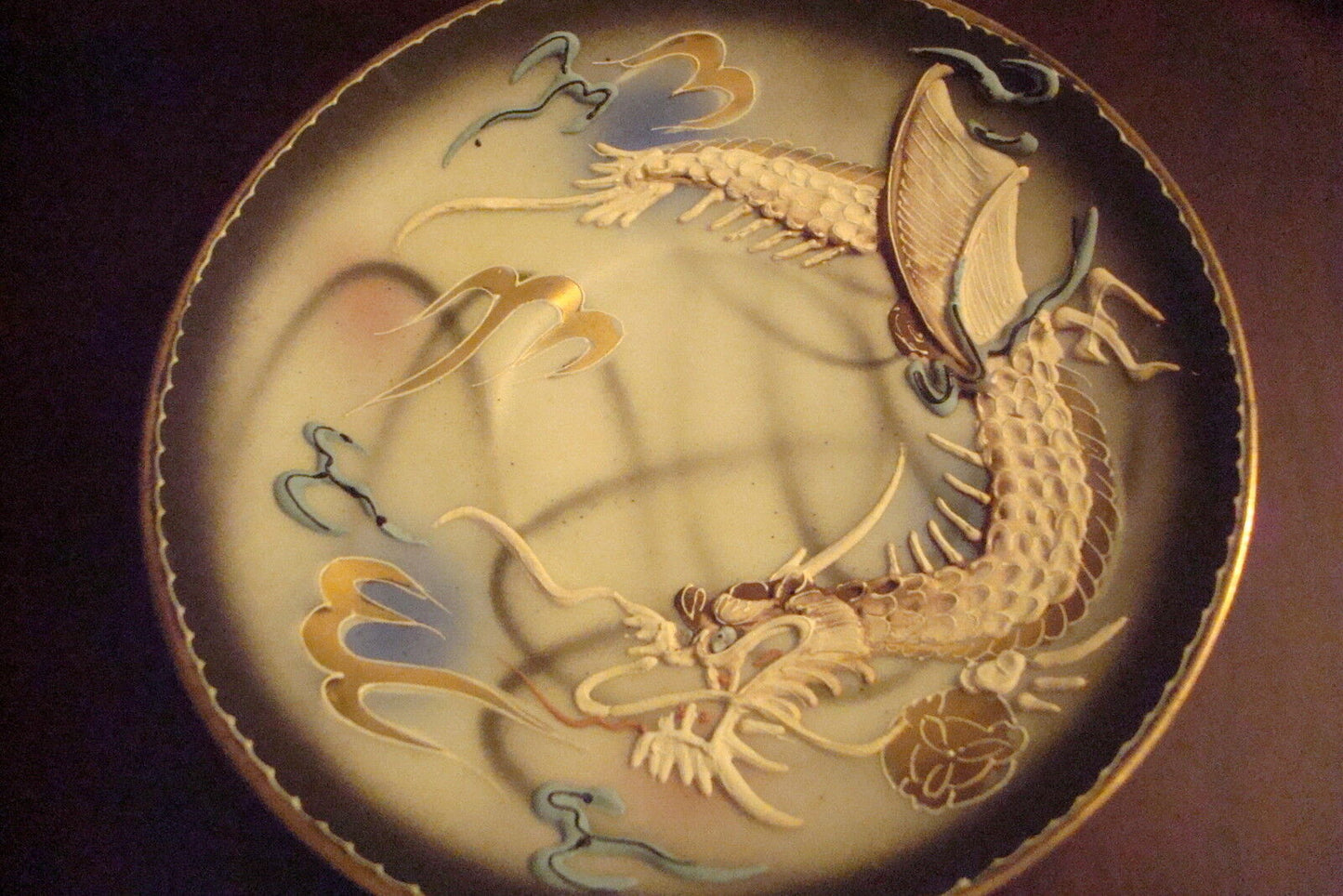 Vintage Dragonware Japan TRIO cup,saucer & cake plate, Moriage dragons[95H]