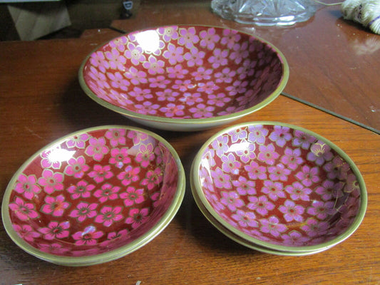 Vintage RS Germany Prussia Porcelain Set Purple Flowers Serving Bowl 6pcs[rs]