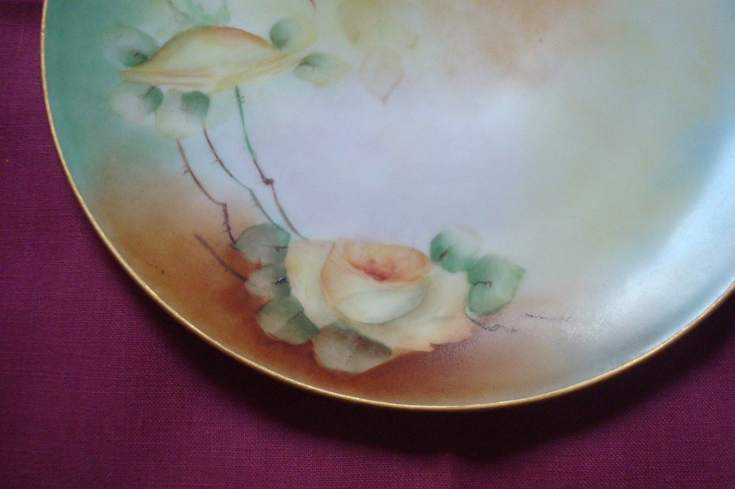 Thomas - Sevres-Bavaria plate gorgeous orange color and roses [#57}