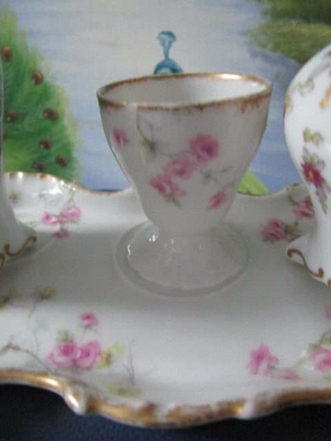 Limoges France Creamer And One Cup Coffee Egg Holder In Ray Streiner