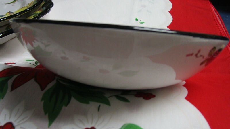 DERUTA ITALY DIP A MANO CERAMIC BOWL PLATES CUP SAUCER FRUITS BLACK RIM PICK 1