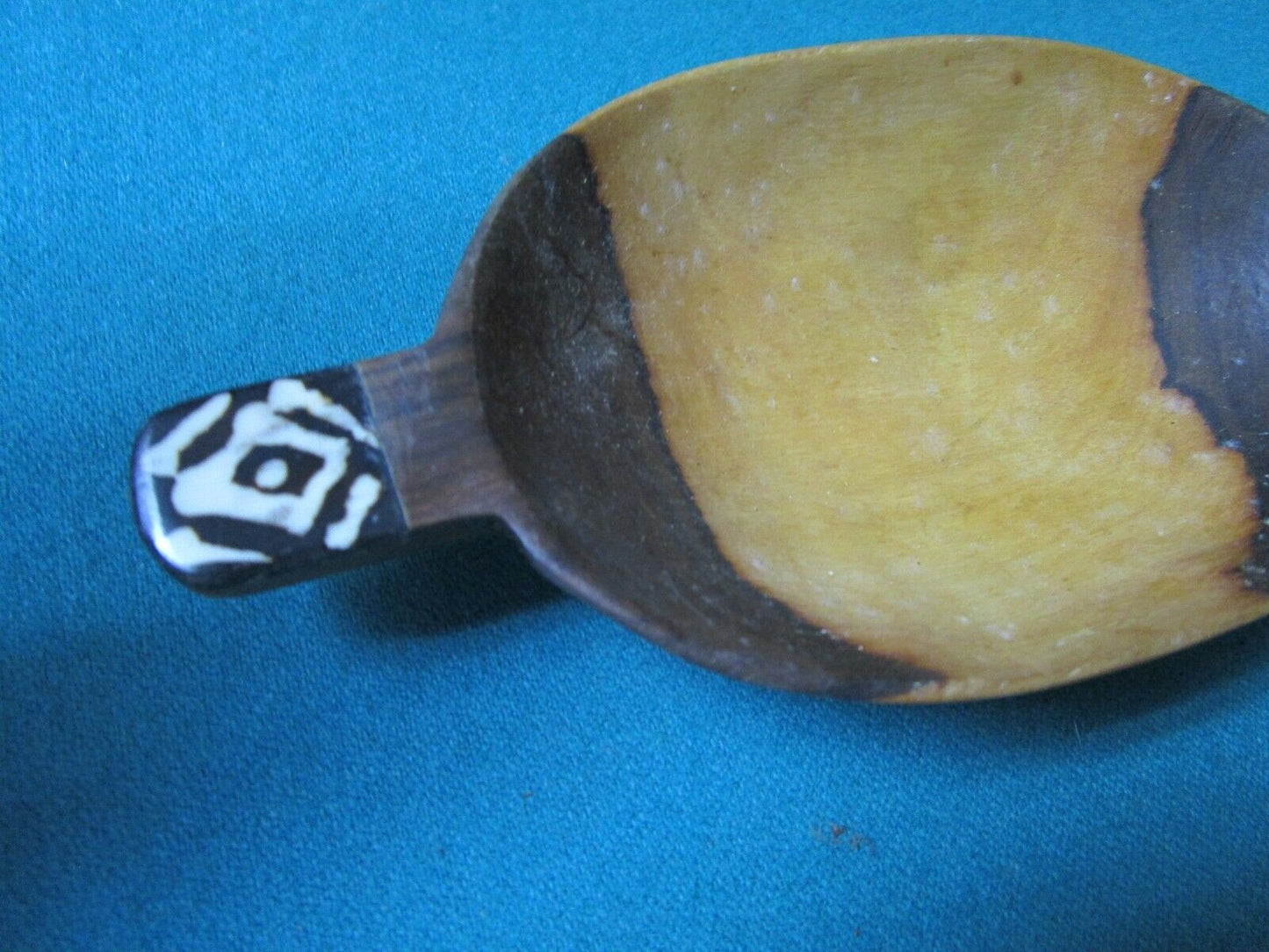 AFRICAN WOOD CARVED 2 BOWLS WITH HANDLE  8X 3 1/2"