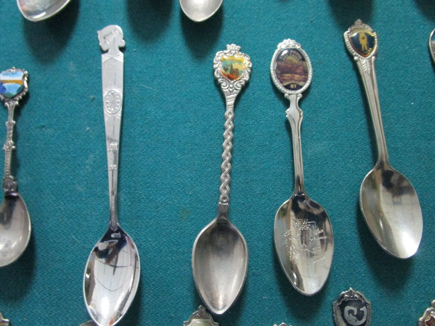 46 SOUVENIR SILVERPLATE  SPOONS USA AND INTERNATIONAL