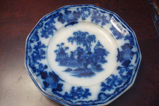 JOHN & GEORGE ALCOCK ANTIQUE IRONSTONE Flow Blue SCINDE plate[[4* 55B]