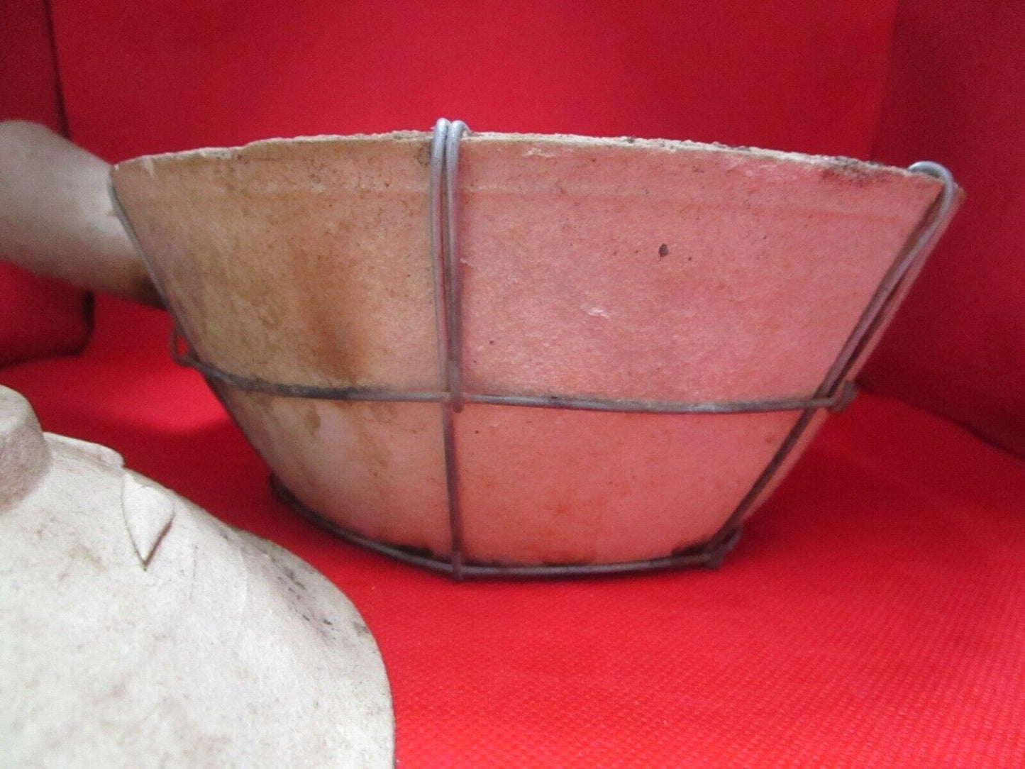 Antique Asia clay pot with handle original rice pot