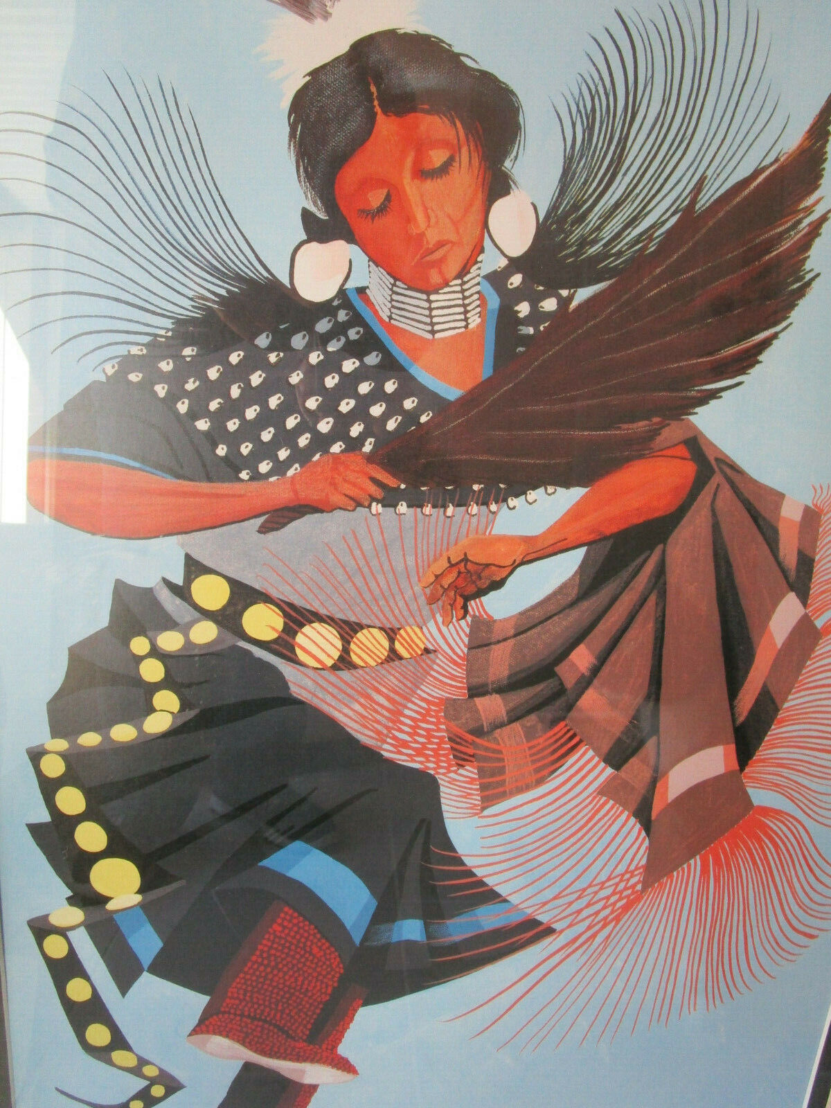 AMERICAN INDIAN LITHOGRAPH BY - JOSEPH S. LYONS- -ORIGINAL RICH RED OWL- SIOUX