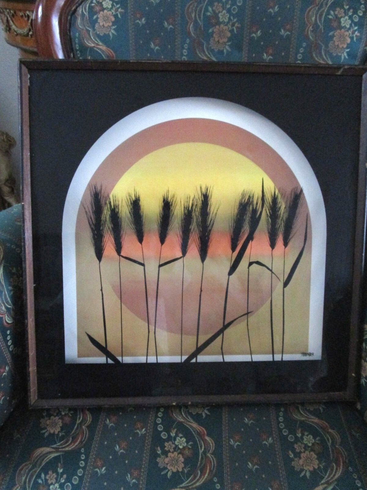 Virgil Thrasher Print on Glass "Wheat" SHADOW BOX SIGNED