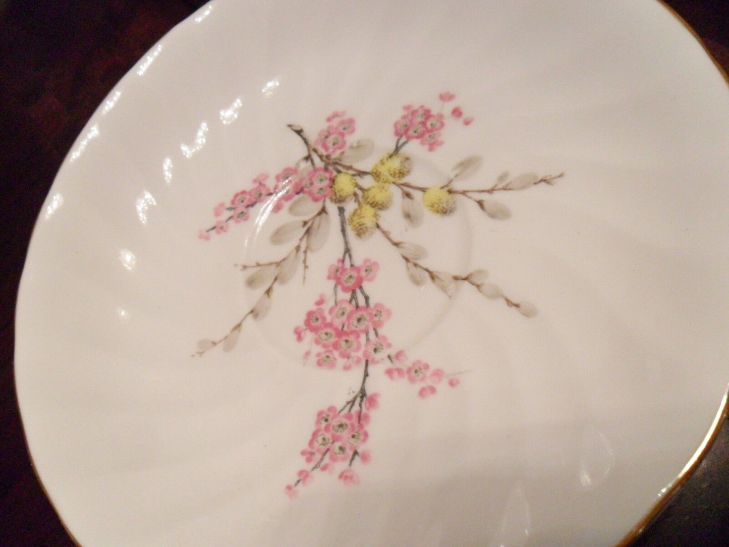 Tuscan England cup and saucer D2024, pink flowers bouquet, gold rim [58]