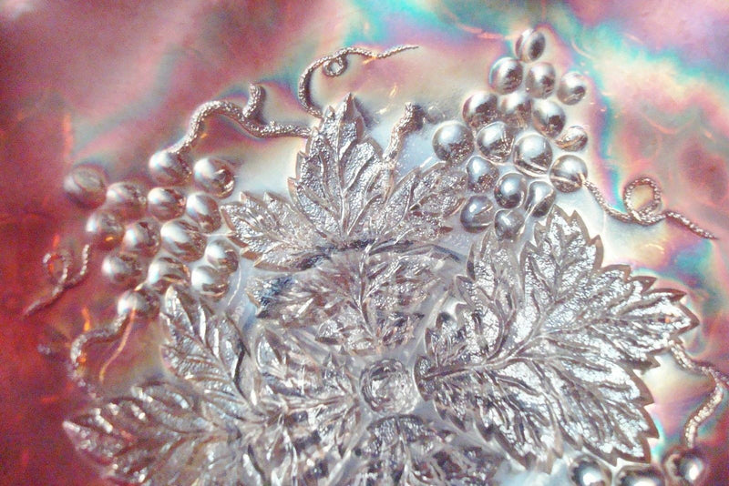 Northwood CARNIVAL BOWLS RUFFLED BORDERS IRIDESCENT PURPLE GRAPES pick 1