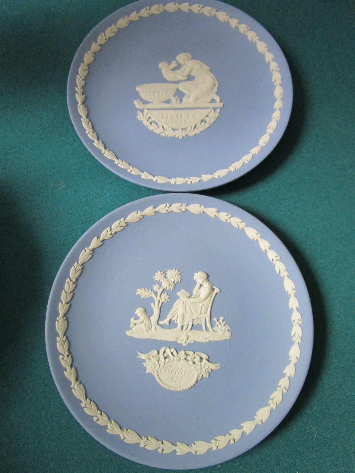 WEDGWOOD BLUE ENGLAND JASPERWARE MOTHERS DAY PLATES 1977/1978/79