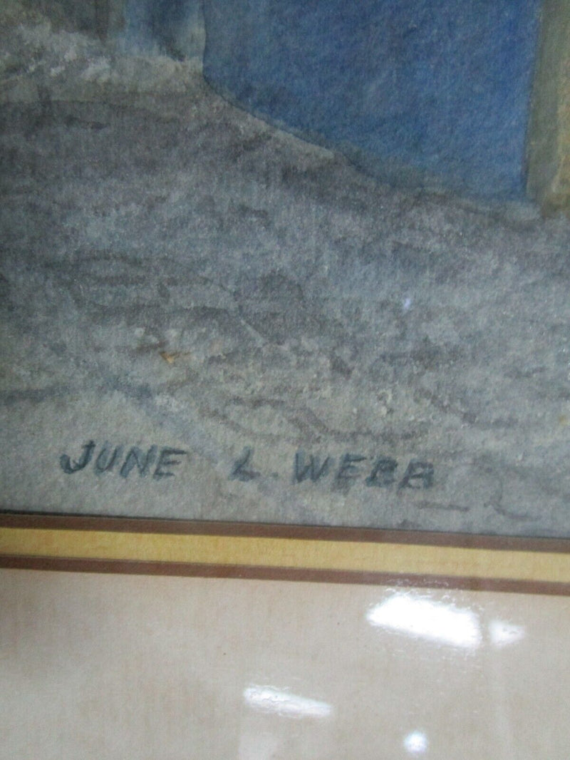 June L Webb 1920-2012 WATERCOLOR ORIGINAL TOWN STREET 12 X 15"