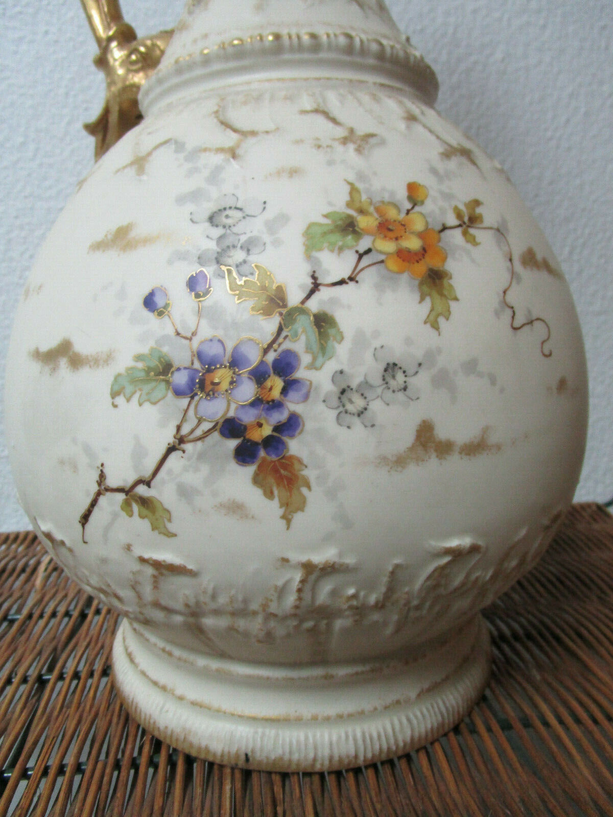 Antique Art Nouveau Vase STELLMACHER AMPHORA TURN-TEPLITZ-BOHEMIA 19" EWER 1890s