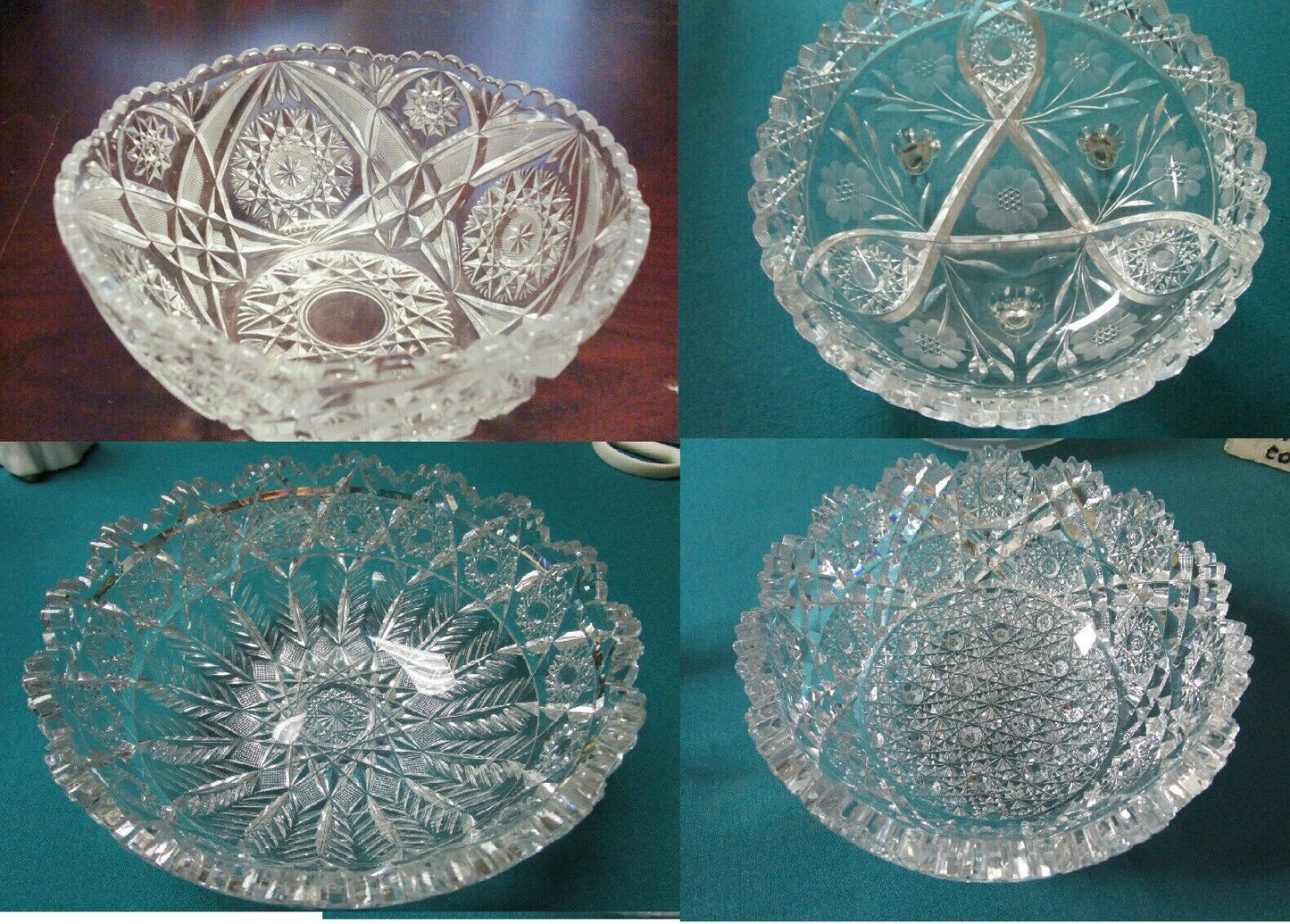 AMERICAN BRILLIANT PERIOD BOWL CRYSTAL CUT STARS - STAR OF DAVID - [GL4] PICK 1