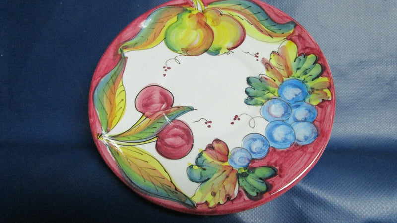 DERUTA ITALY DIP A MANO CERAMIC BOWL PLATES CUP SAUCER FRUITS PINK RIM PICK 1
