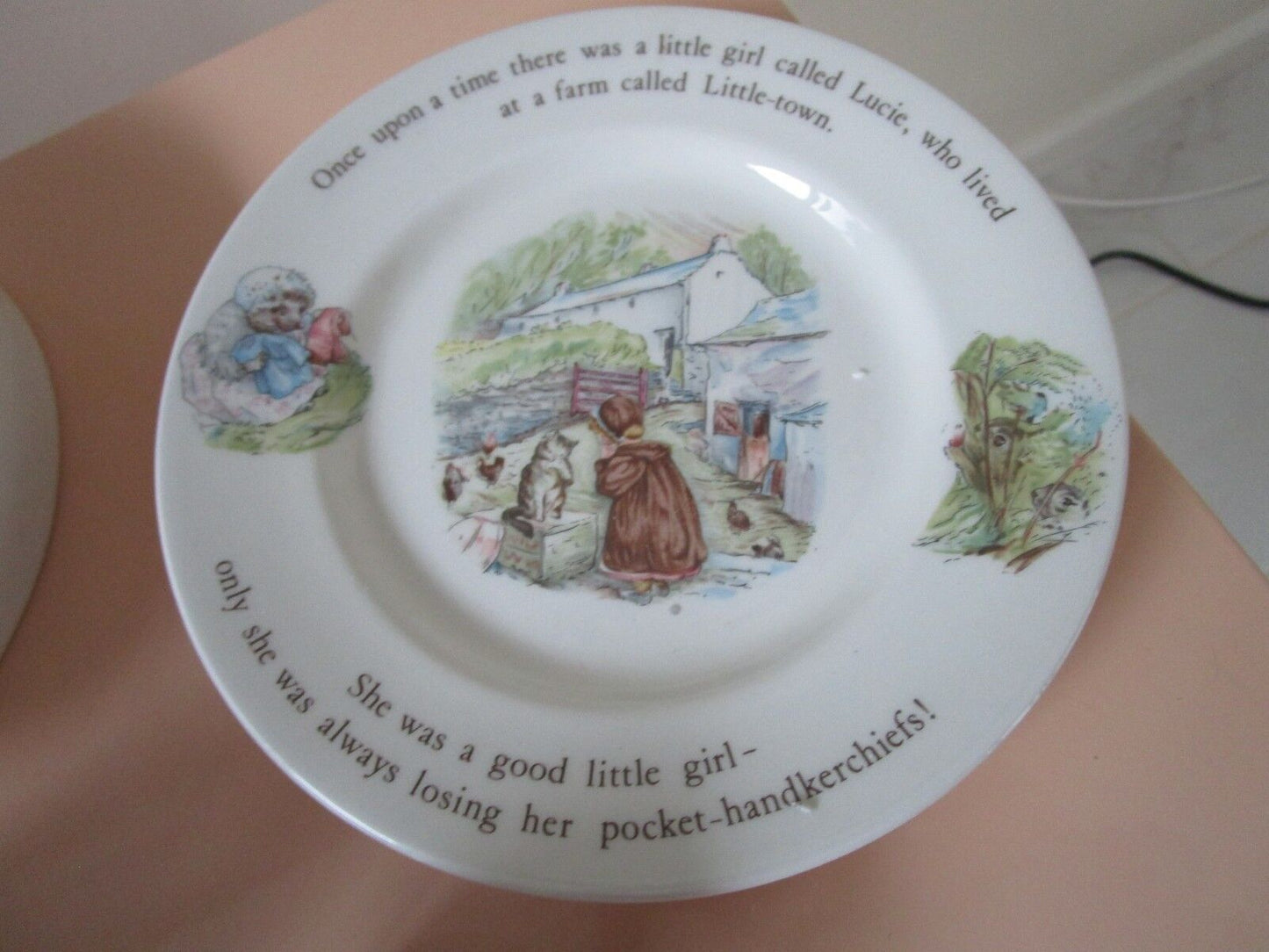 4 Pcs Mrs Tiggy-Winkle Nursery Set By Wedgwood Plate, Porringer, Egg Cup, Mug