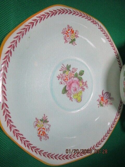 Antique Adams England Calyx Ware SOUP AND PLATE SET ^^