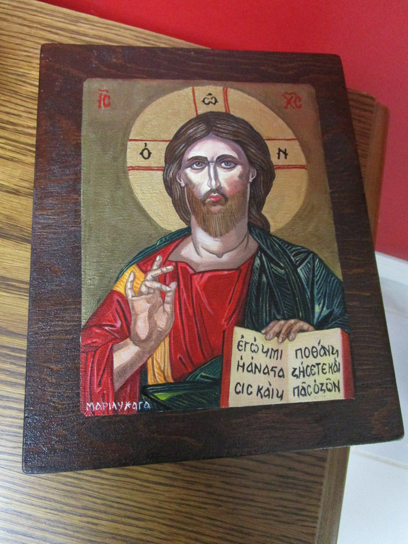 ORIGINAL ICON OIL PAINTING ON BOARD JESUS MADONNA SIGNED CERTIFICATES ^^