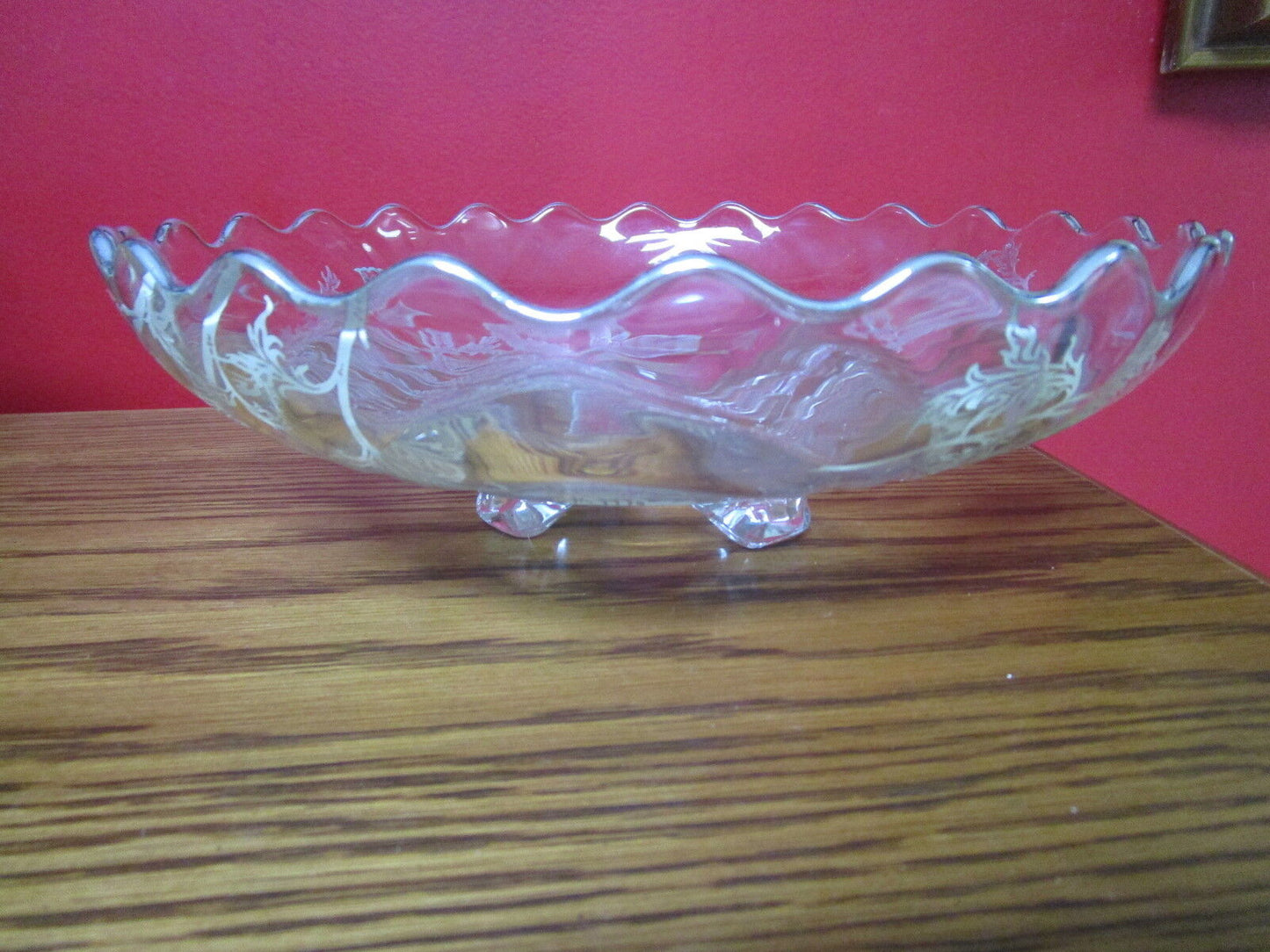 25th Anniversary footed bowl centerpiece silver overlay, 3 x 11" ORIGINAL