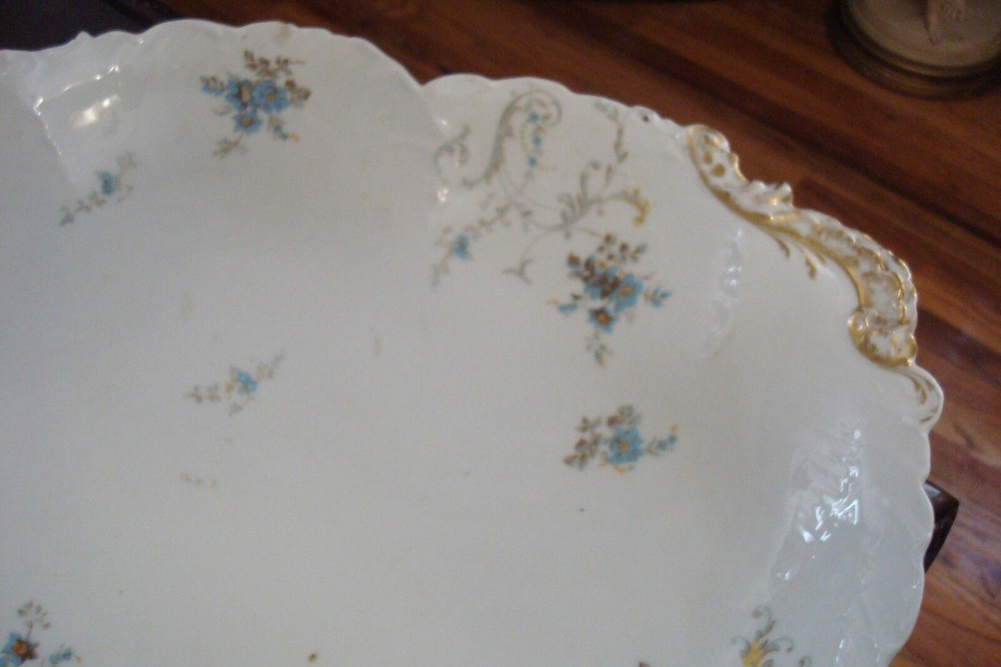 Antique Art Nouveau Limoges monumental 30"Gold Leaf Platter 1891-1910 W. Guerin