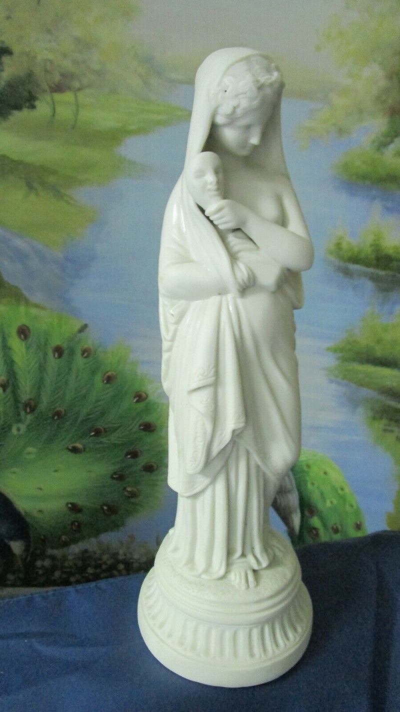 PARIAN SCULPTURE GREEK VIRTUE ARTS ALLEGORY TO THEATER 15"