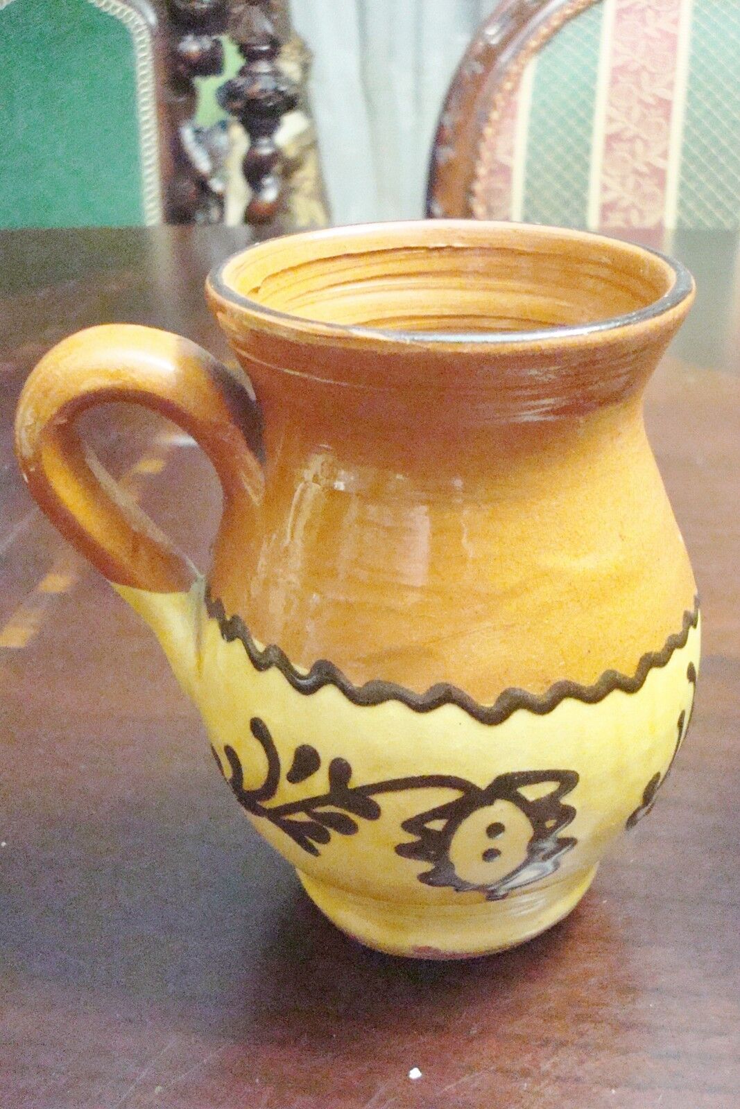 Vintage  Hungarian creamer SAROSPATAK Folk Art Pottery 4" ORIGINAL [62]