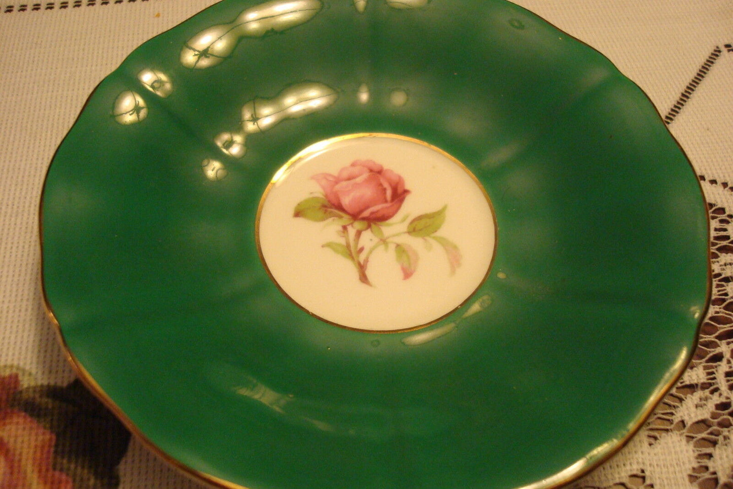 Adderley made in England TEA TIME cup and saucer green and flowers [80h]