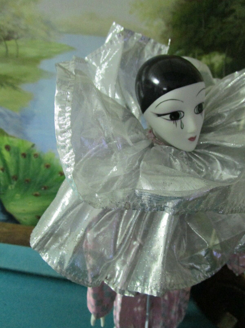 Harlequin Crying Jester Girls Deco Belle Epoque Silk Dresses Pink / Gold Pick1