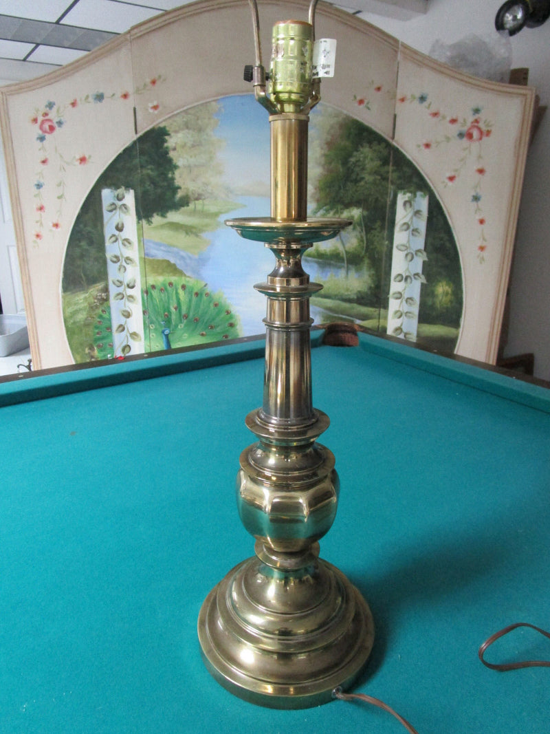 Mid Century Brass Table Lamp Electrical 31" Tall Three Lights Original