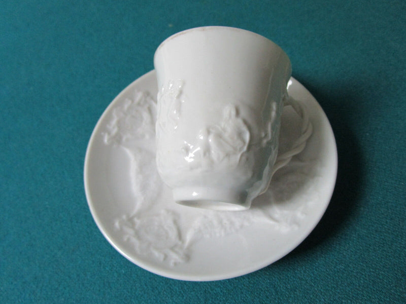 Capodimonte Italy Original Blanc De China Coffee Cup And Saucer Molded [80B]