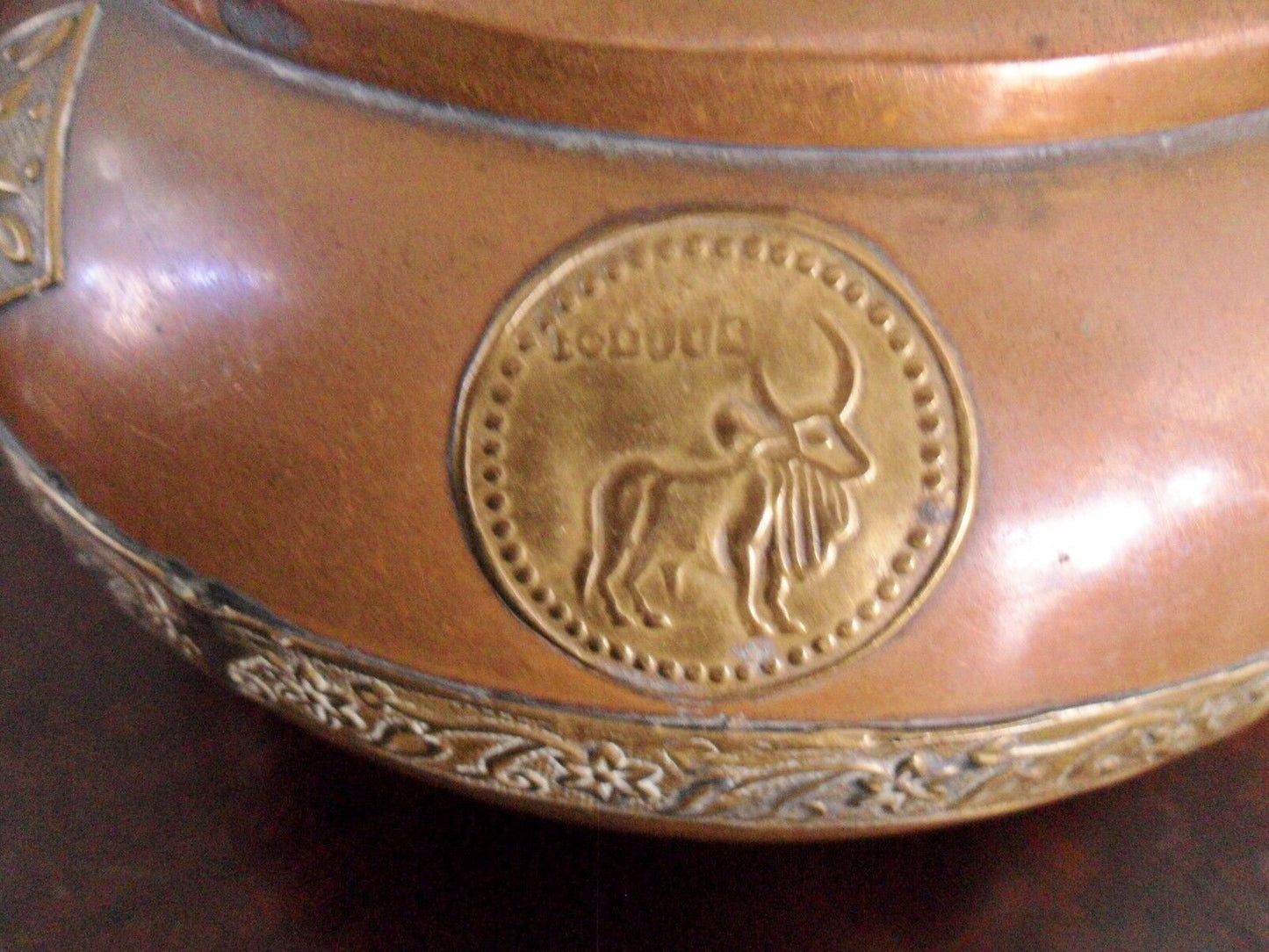 Vintage Original Brass Pot made in Israel with Zodiac medallions applied[*]