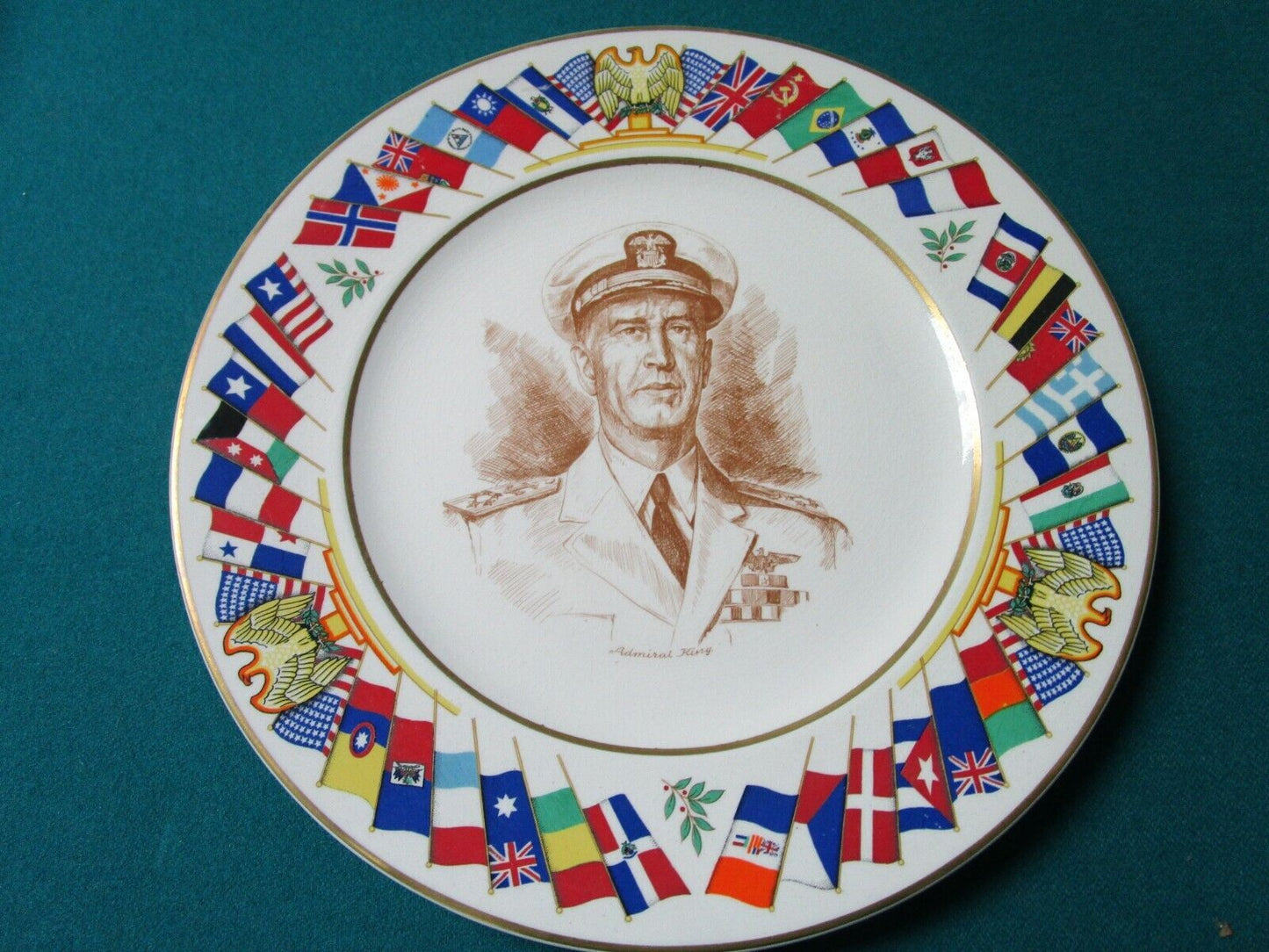 Allied Nations  Collector 3 Plates Admiral Leahy, King , Eisenhower