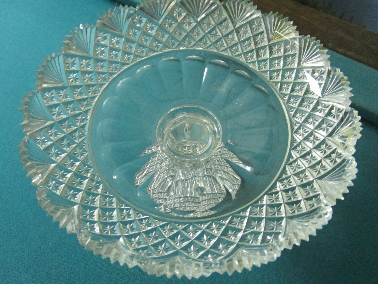 AMERICAN BRILLIANT PERIOD 5 X 8" FOOTED DISH CRYSTAL CUT GLASS [a5-3]