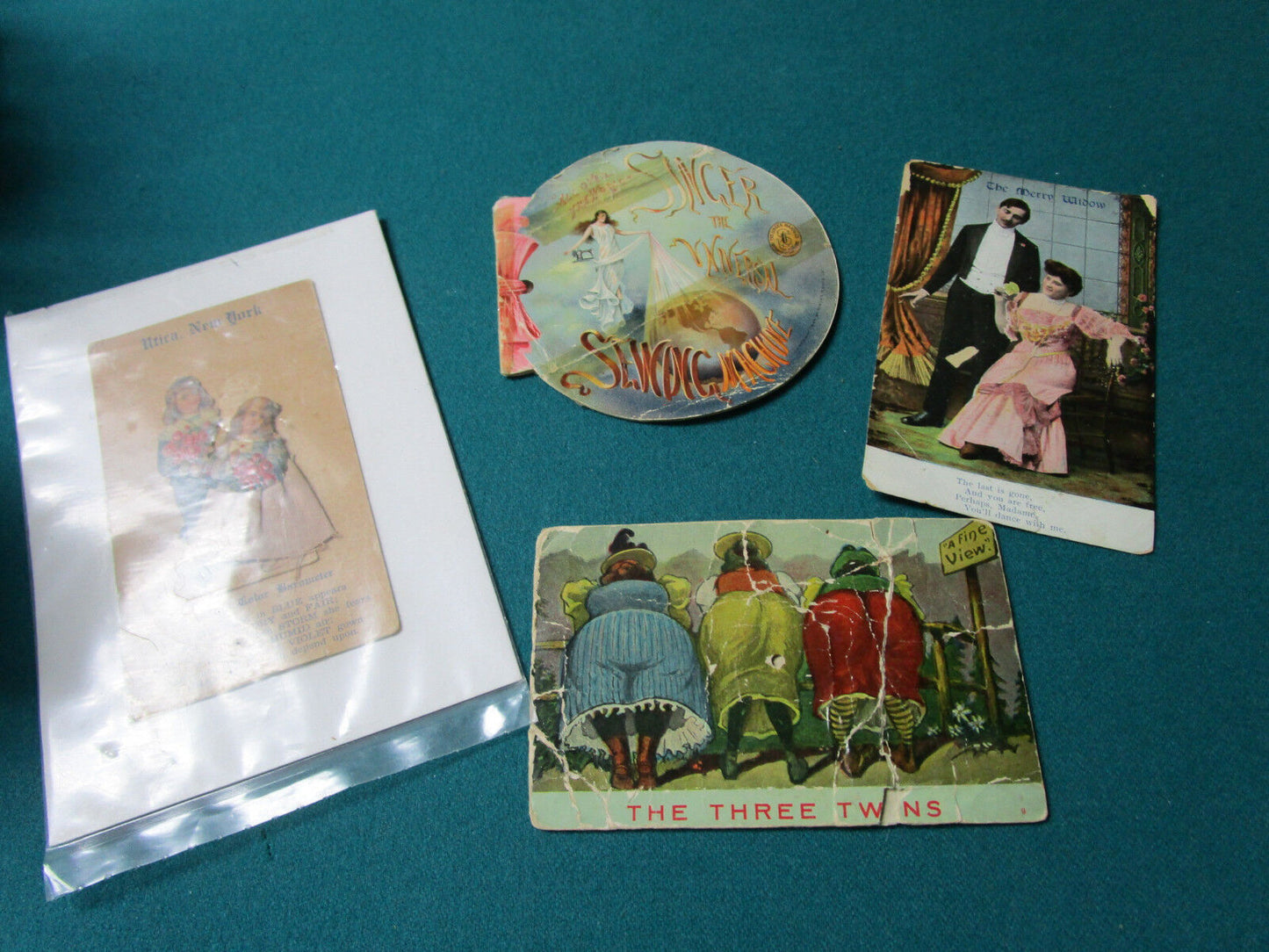 ANTIQUE CARDS LOT 4 PCS ONE IS ANTIQUE SINGER MACHINE ADVERTISING