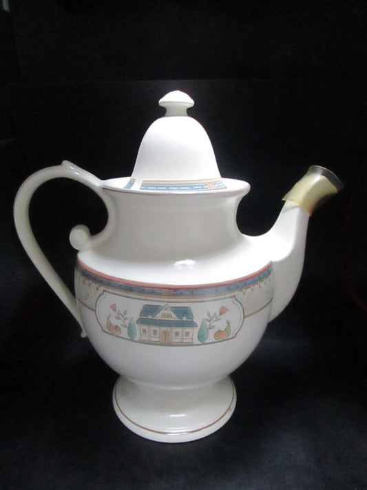 Mikasa footed teapot in the Provincial pattern, beautiful decorations [TP8]