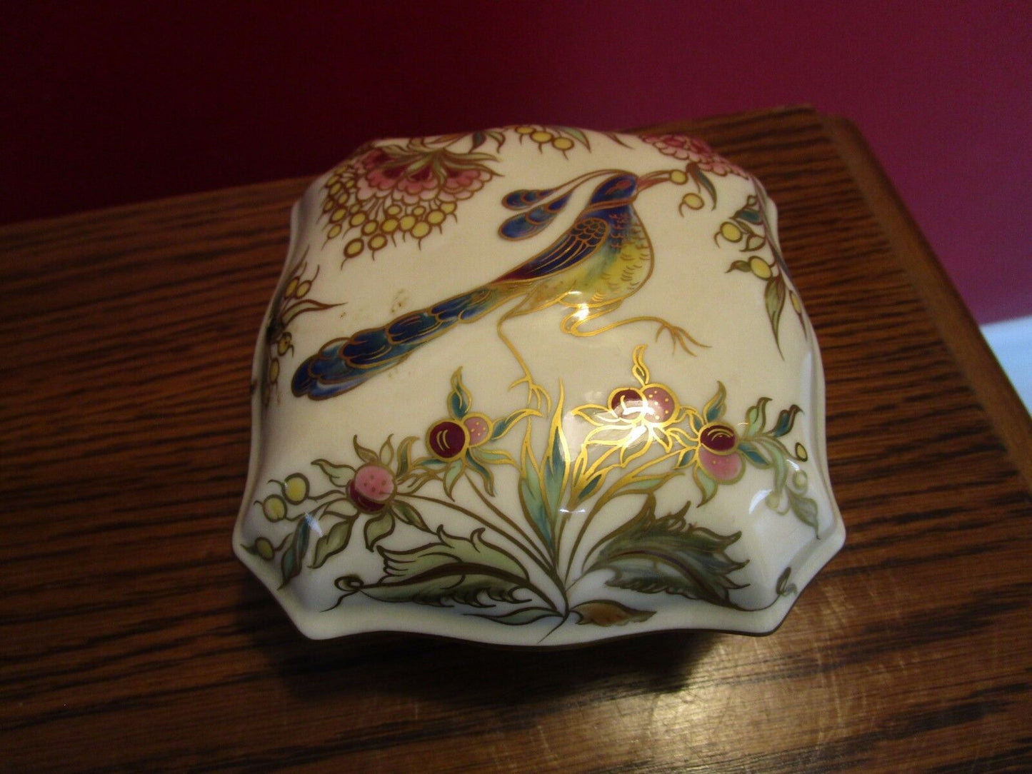 Zsolnay Hungary Trinket Birds Of Paradise Box Signed By Artist [Zs]